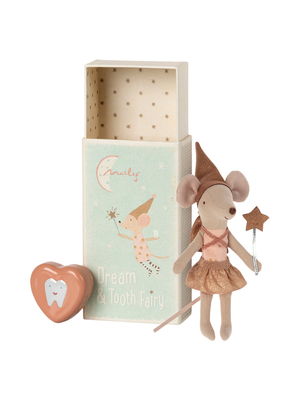 Tooth Fairy Mouse in Matchbox Pretend Play Maileg Rose  