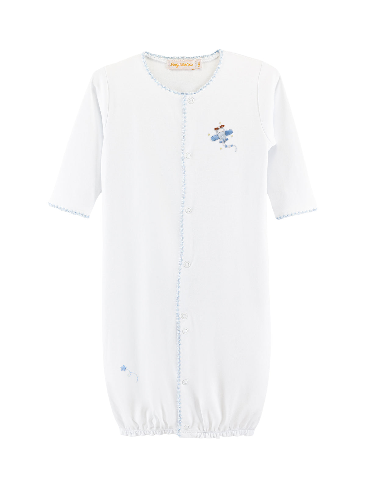 Sky Adventure Convertible Gown Pajamas Baby Club Chic White 0-3M 