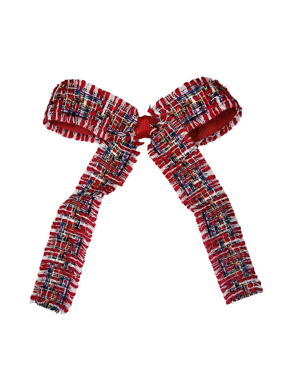 Tweedy Red Vintage Ribbon Bow Hair Accessories Hibiscus Linens Vintage Grid  