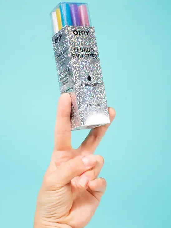 9 Glitter Markers Arts & Crafts OMY   