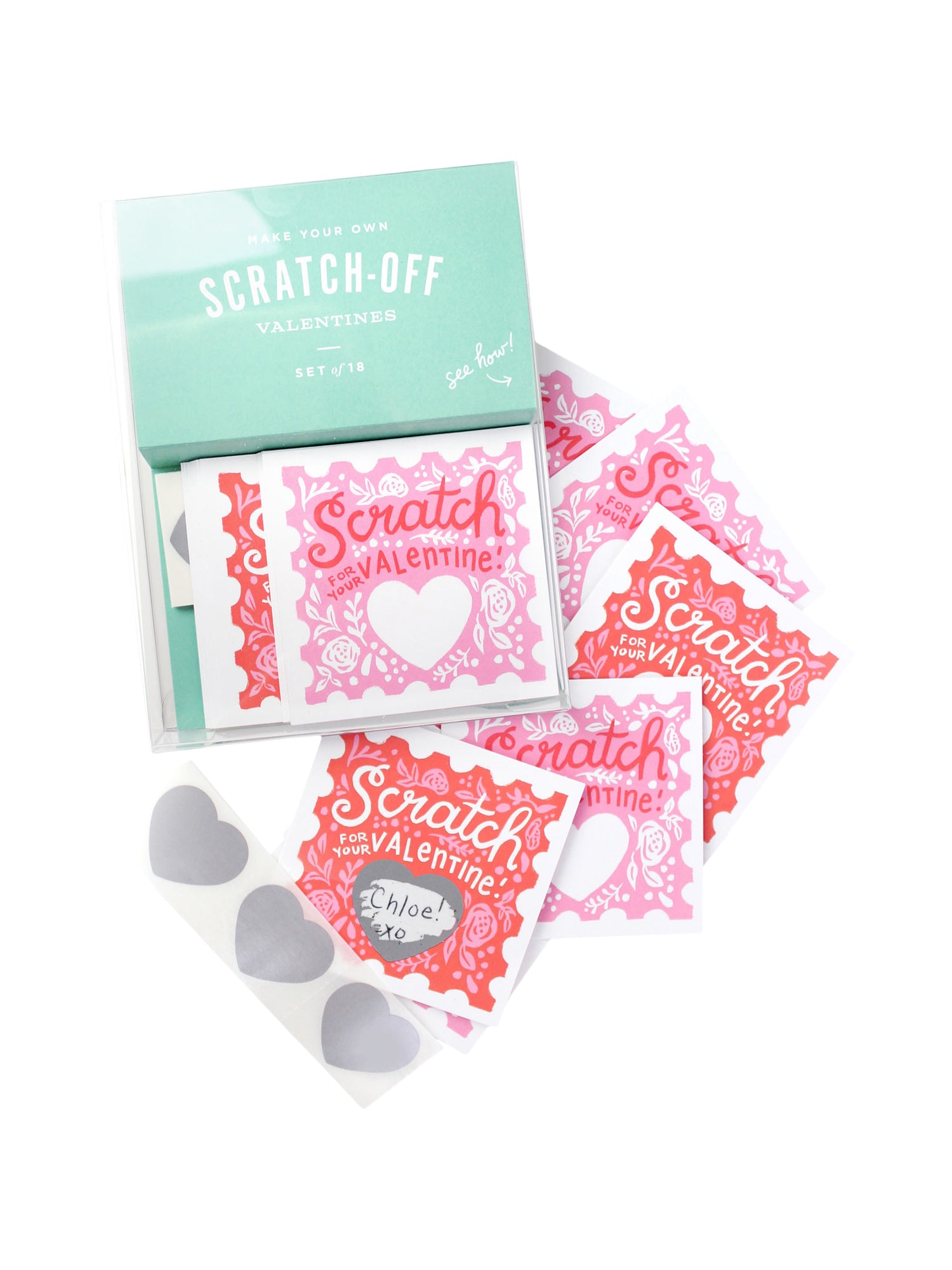 Floral Scratch Off Valentines 18pk Cards Inklings Paperie   